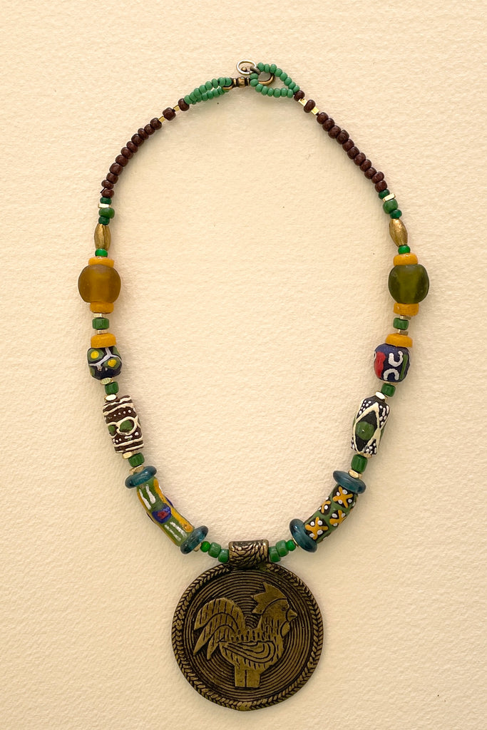This necklace is from our exclusive range of jewellery highlighting the beautiful African recycled powder glass beads made by the people of Krobo Mountain in Ghana, West Africa.