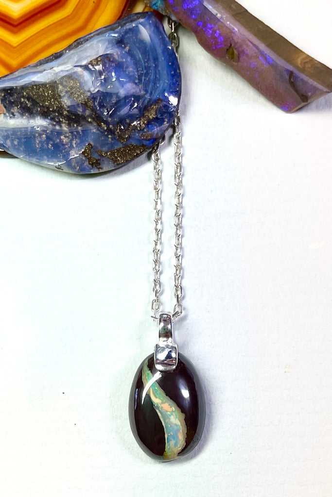 Australian opal pendant on a silver chain