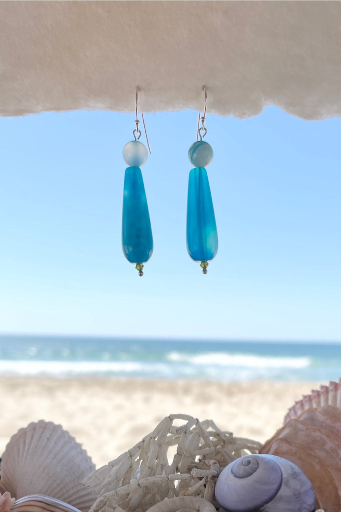 Lovely bright blue Agate drop pendant made exclusively for Mombasa Rose 