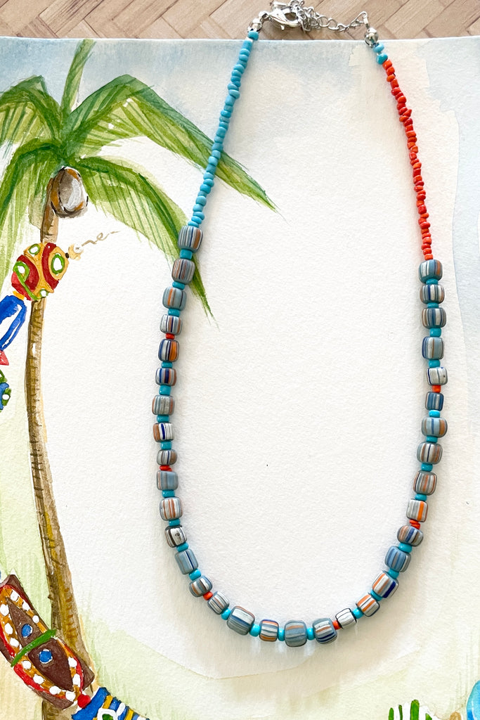 This necklace is from our exclusive range of jewellery highlighting beautiful handcrafted glass Gooseberry beads. These delightful glass beads are  handcrafted on the island of Java.