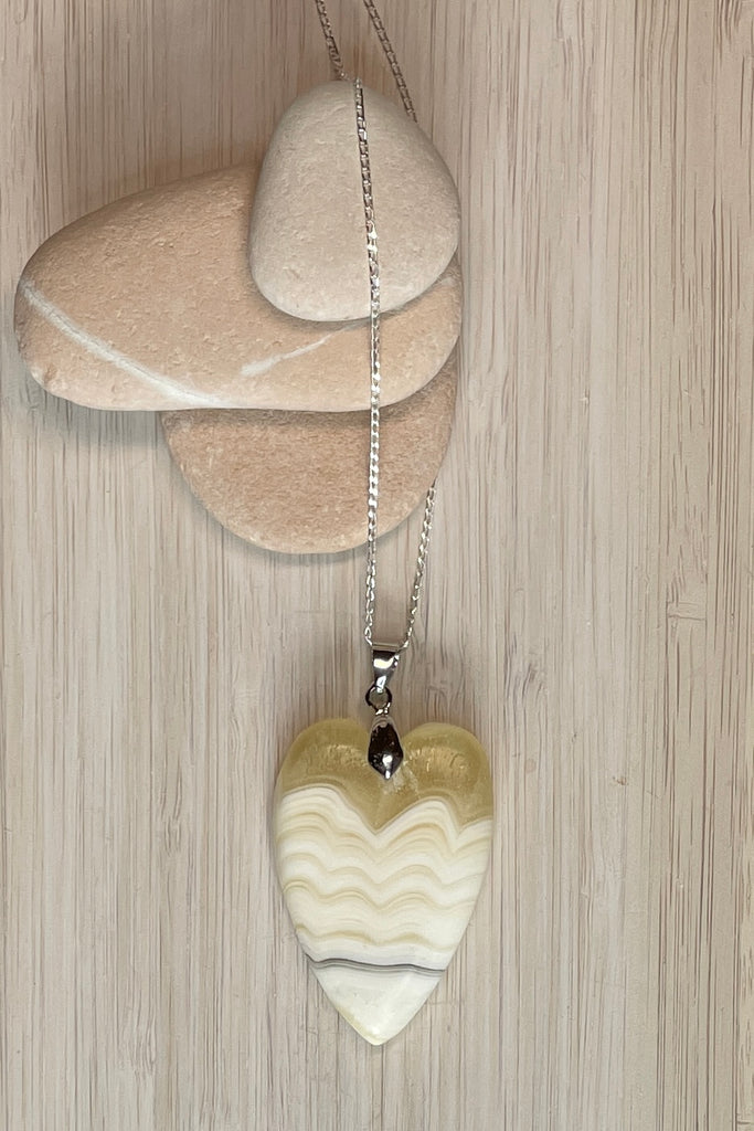 Calcite heart pendant