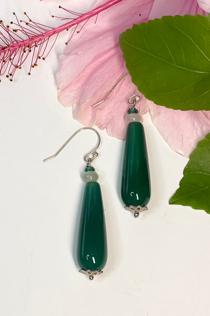 teardrop style statement earrings are made from natural quartz stone which cleanses and stabilises the aura, eliminating and transforming negativity.