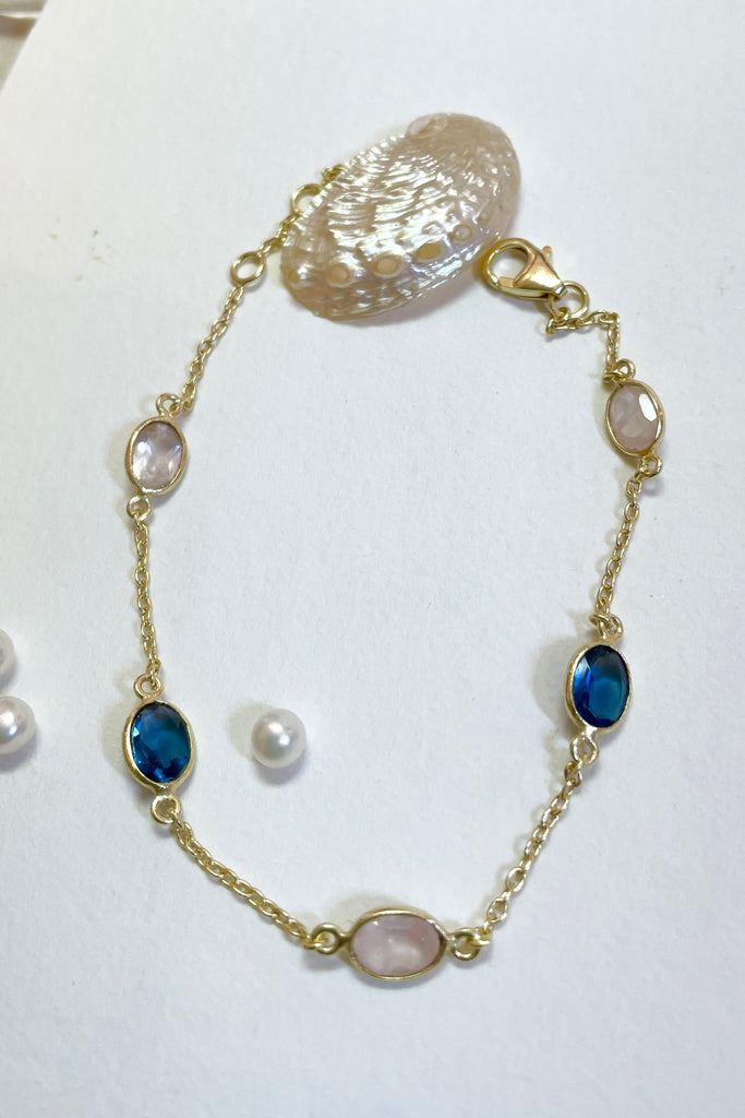 Topaz and rose quartz bracelet