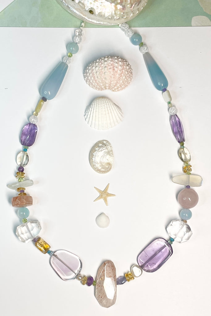 The Histoire Necklace is designed and assembled using an assortment of new, old and repurposed stones,
