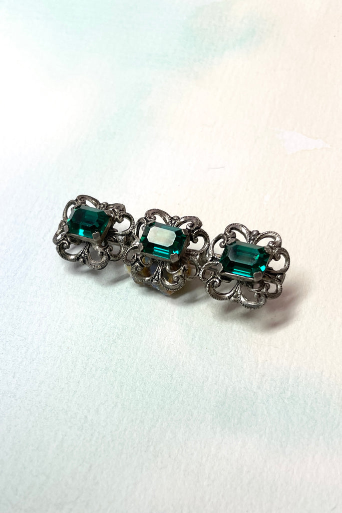 green crystal victorian brooch