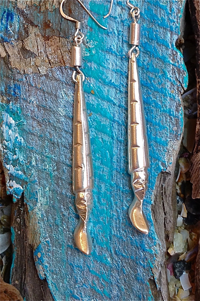 Silver African Face Earrings, 925 Silver Brushed Satin Finish Earrings