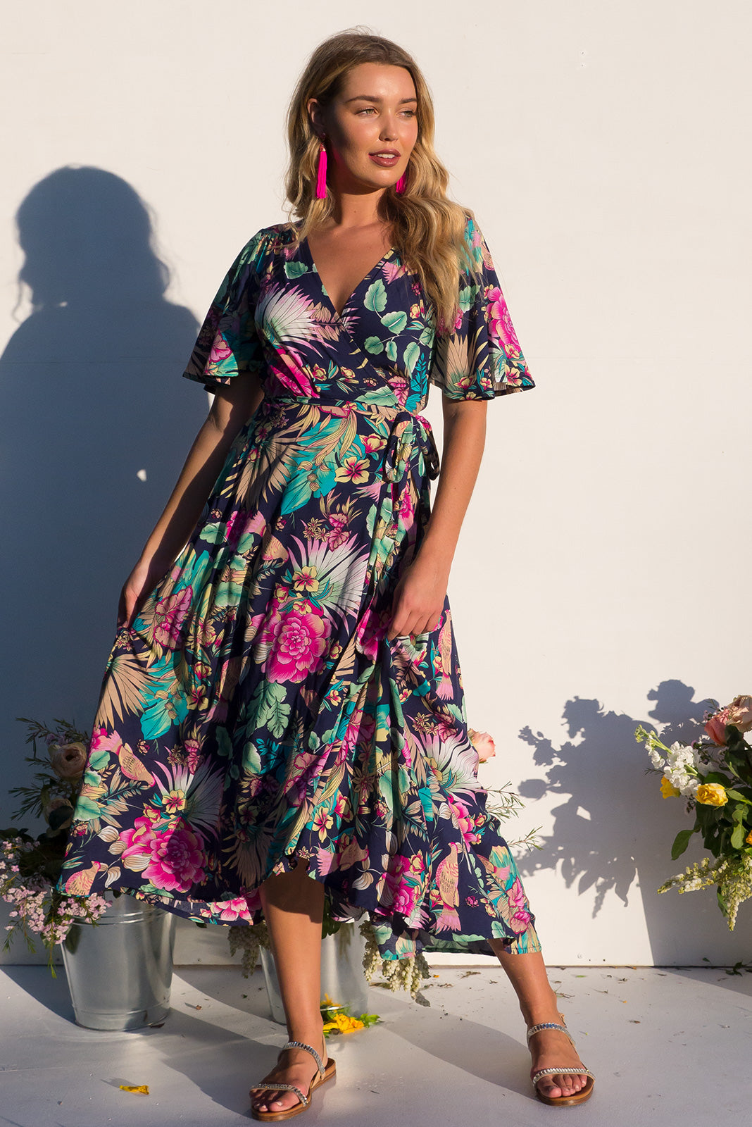 Colourful wrap sale dress
