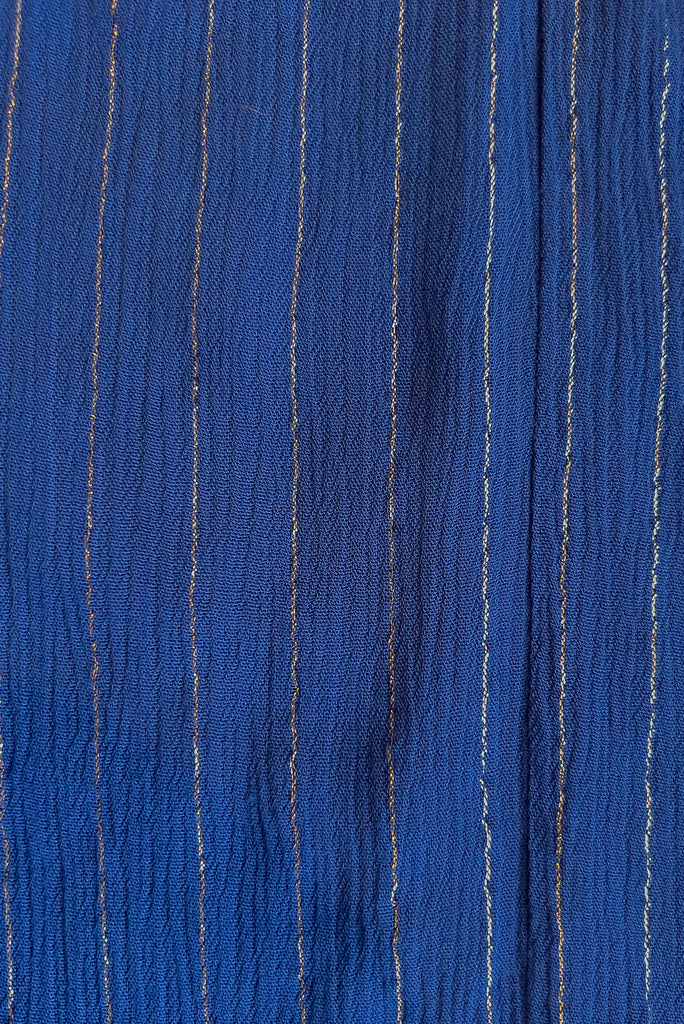 The striking Romance Aphrodite Blue Maxi Dress gives a subtle nod to glamorous past eras with its glittering pinstripe and elegant silhouette – perfect for dinner dates and evening events. Whether you're on the beachfront or rooftop, this dress is sure to impress. 100% crinkle viscose.