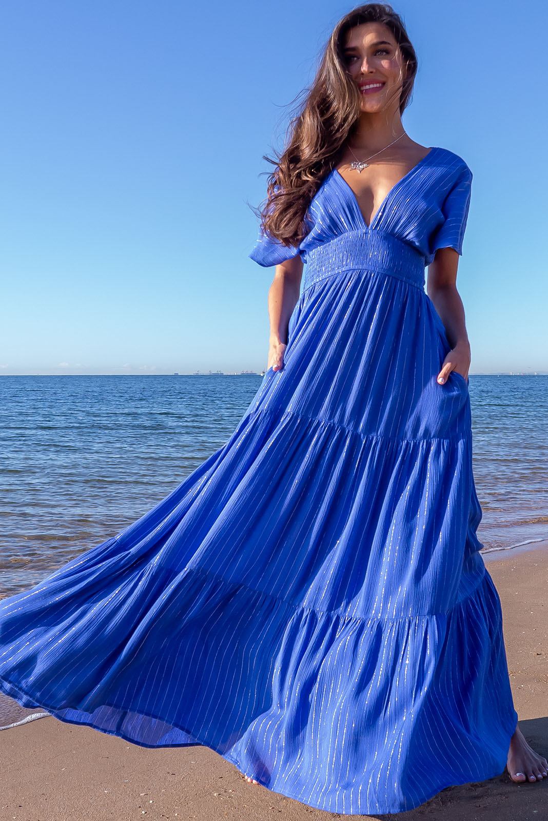 Blue boho deals maxi dress