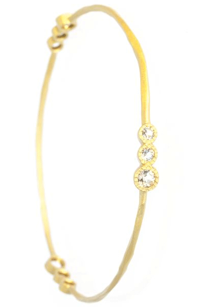 Bangle Chocca Trillion with white Topaz Gemstones, Luna style bangle