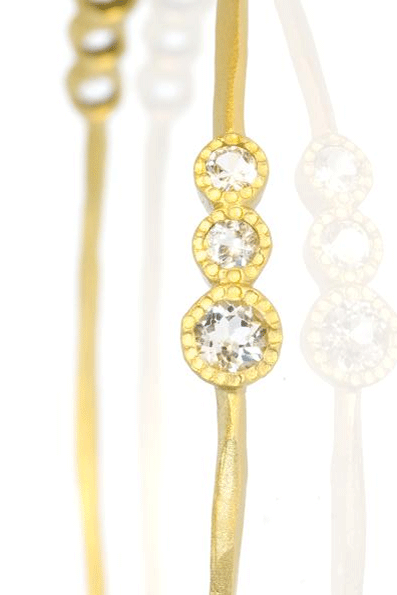 Bangle Chocca Trillion with white Topaz Gemstones, Luna style bangle