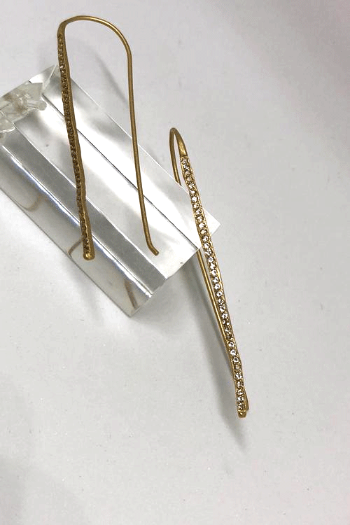 Loop Earrings in Gold Vermeil Rustic Style, topaz earrings
