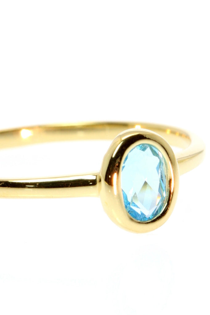A lovely classic bezel set gemstone ring, choose a bright Rhodolite garnet or a sweet blue topaz. Rose gold vermeil setting.