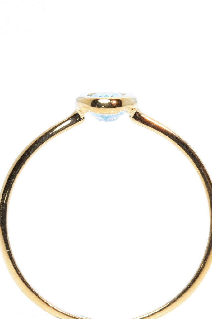 A lovely classic bezel set gemstone ring, choose a bright Rhodolite garnet or a sweet blue topaz. Rose gold vermeil setting.