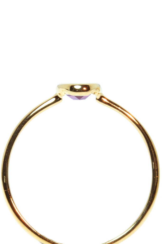A lovely classic bezel set gemstone ring, choose a bright Rhodolite garnet or a sweet blue topaz. Rose gold vermeil setting.